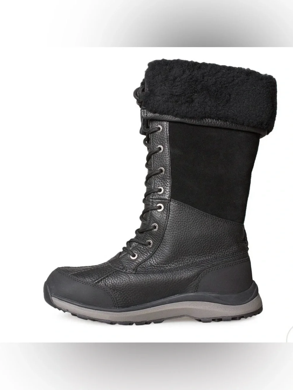 UGG Women's Black Tall Lace-Up Winter Boot with Shearling Cuff women  SIZE 5 BNW